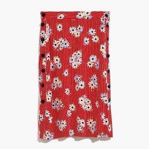 MADEWELL, Side-Button Skirt in Daisy Society, red stripe flowers, 6